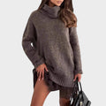 Oversized Sweater Dress Women Turtleneck Long Sleeve