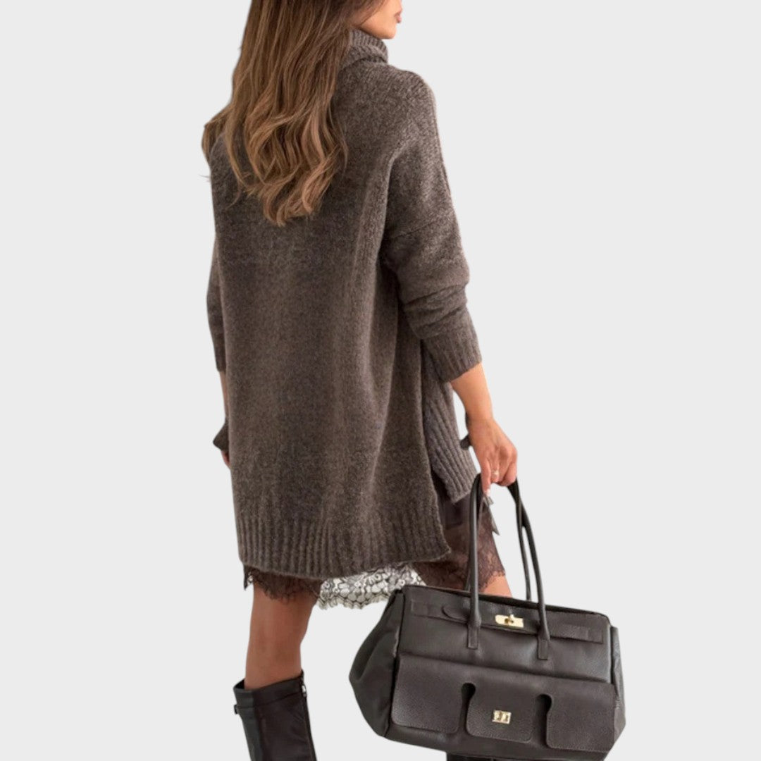 Oversized Sweater Dress Women Turtleneck Long Sleeve