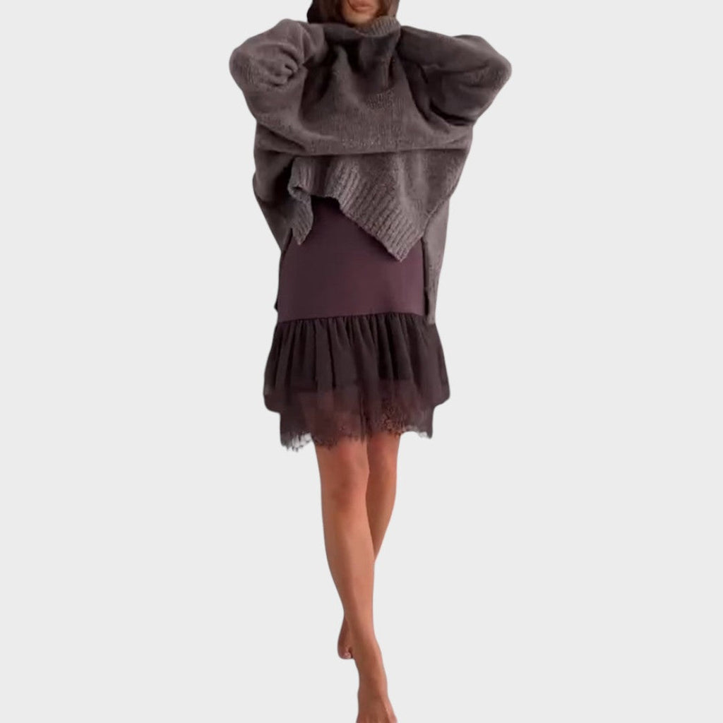Oversized Sweater Dress Women Turtleneck Long Sleeve