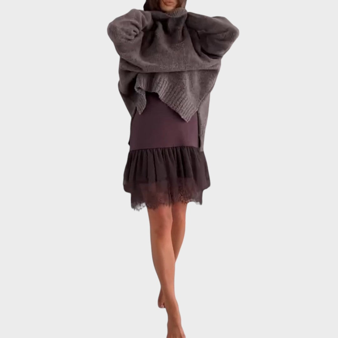 Oversized Sweater Dress Women Turtleneck Long Sleeve