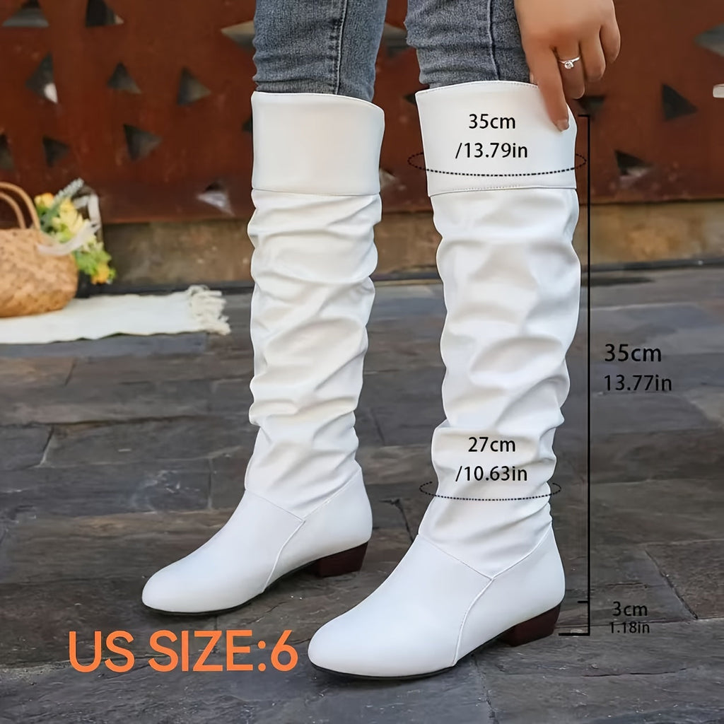Knee High Boots Women Slouch Block Heel