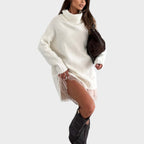 Oversized Sweater Dress Women Turtleneck Long Sleeve