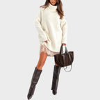 Oversized Sweater Dress Women Turtleneck Long Sleeve
