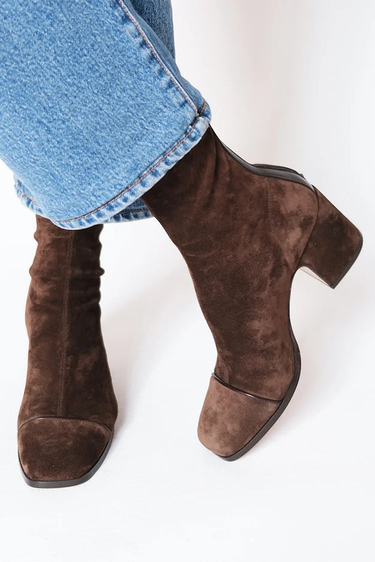 Women's Brown Suede Ankle Boots – Soft Shaft