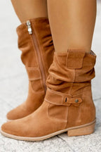 Women's Beige Suede Ankle Boots – Soft & Comfortable