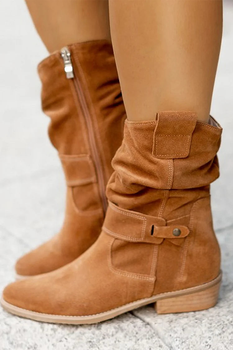 Women's Beige Suede Ankle Boots – Soft & Comfortable