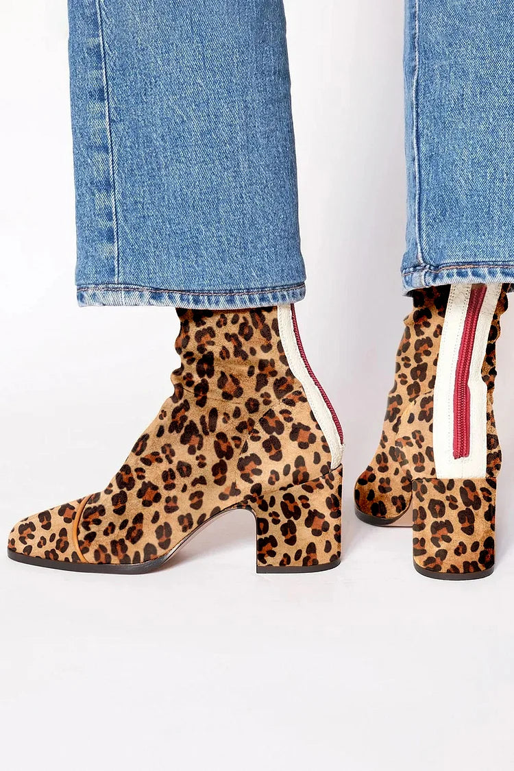Women's Leopard Print Ankle Boots – Elegant