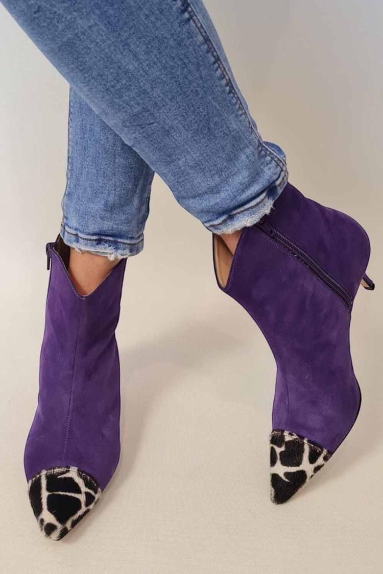 Women's Purple Pointed-Toe Ankle Boots – Elegant