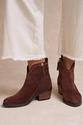 Women's Dark Brown Suede Ankle Boots – Elegant