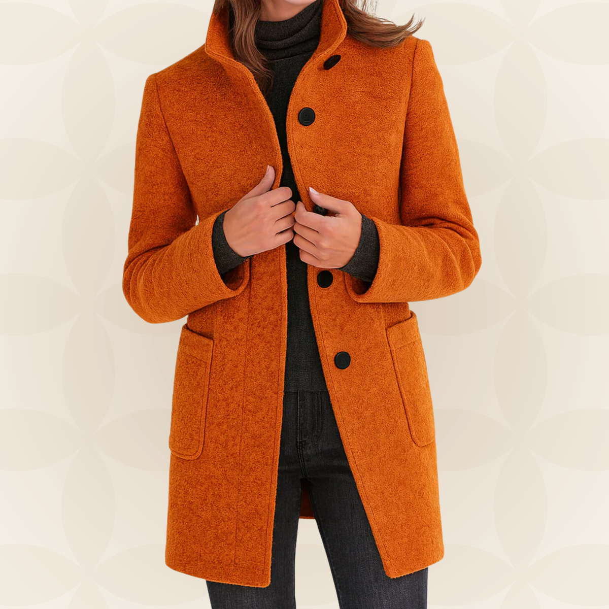 Jacket Women with High Collar, Comfortable and Warm