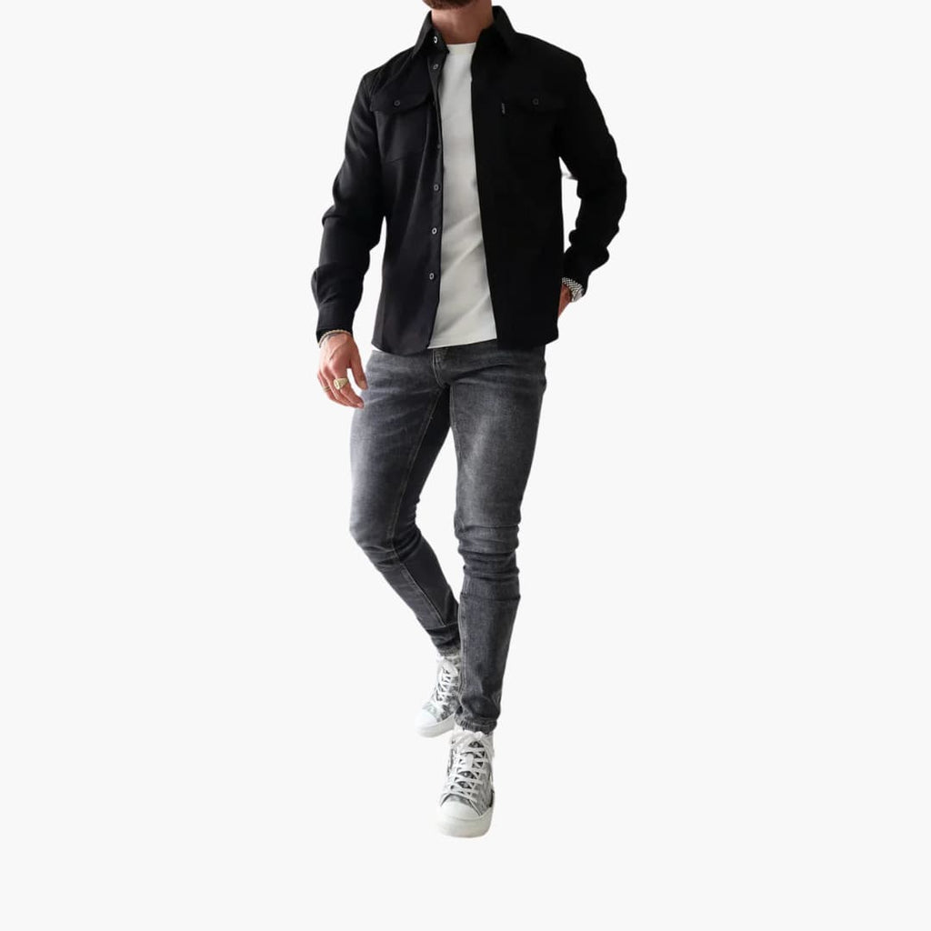 David Button-Front Shirt Jacket