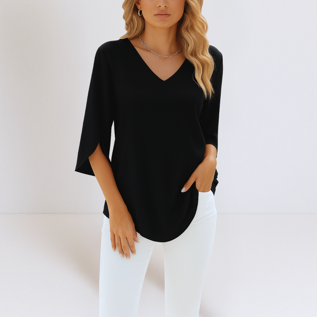 SOPHIE | Elegant V-Neck Blouse with Slit Sleeves