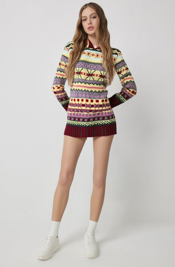 Women's Nordic Sweater, Chunky Knit for Winter