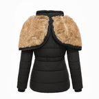 Women's Black Winter Coat, Warm Fur-Lined