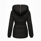 Women's Black Winter Coat, Warm Fur-Lined