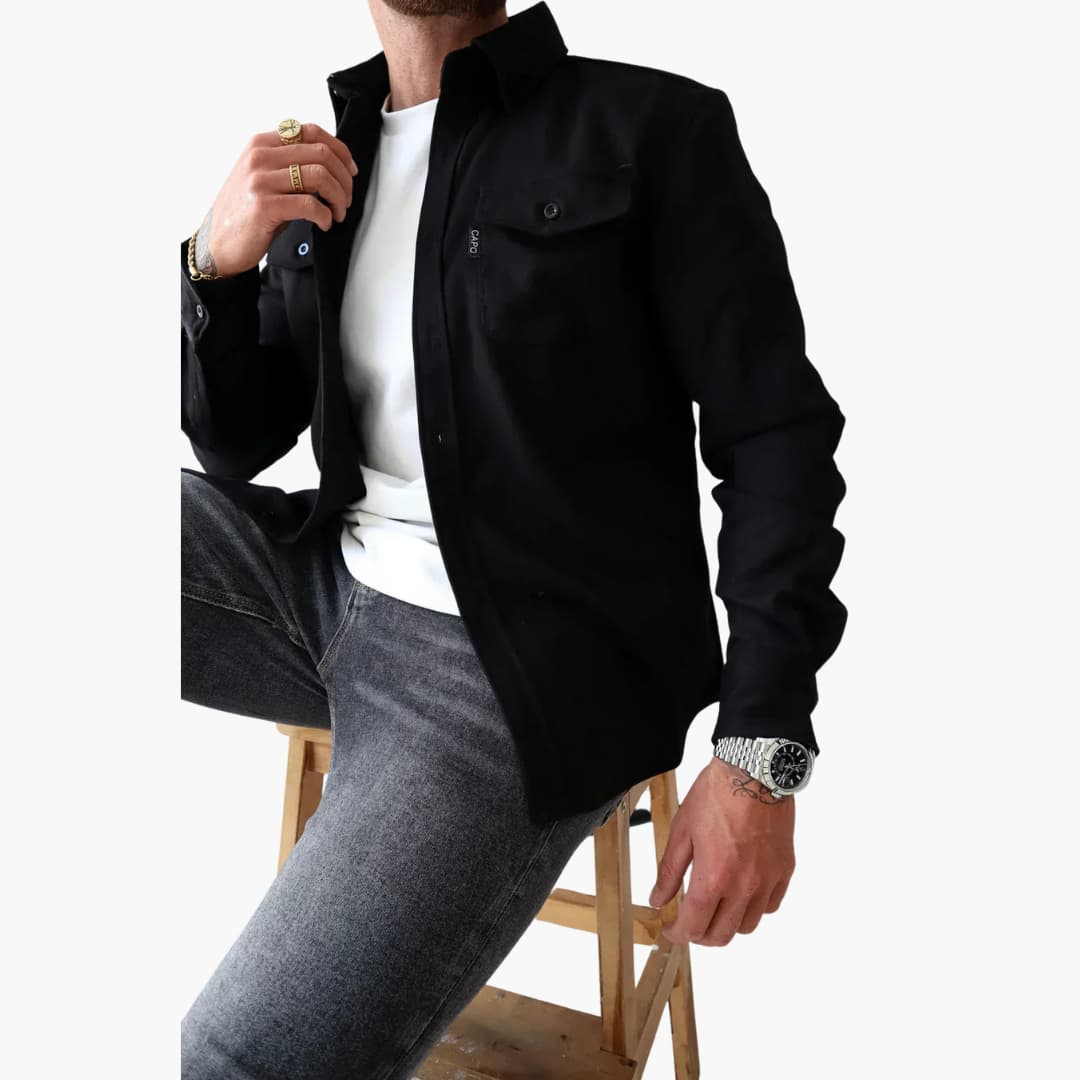 David Button-Front Shirt Jacket