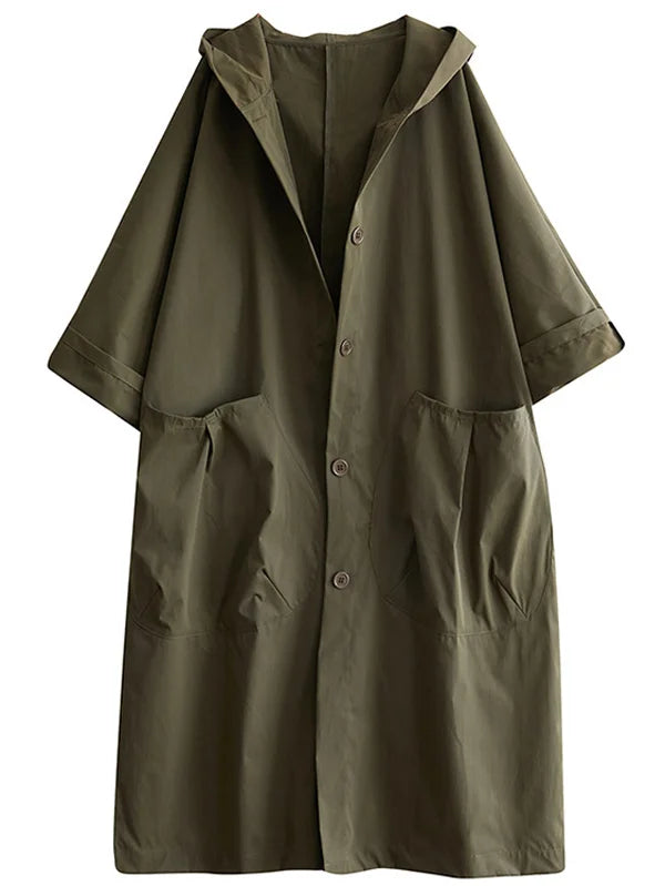 Women's Long Oversized Coat in Beige, Relaxed Fit
