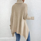 Women's Beige Turtleneck Sweater, Relaxed Fit