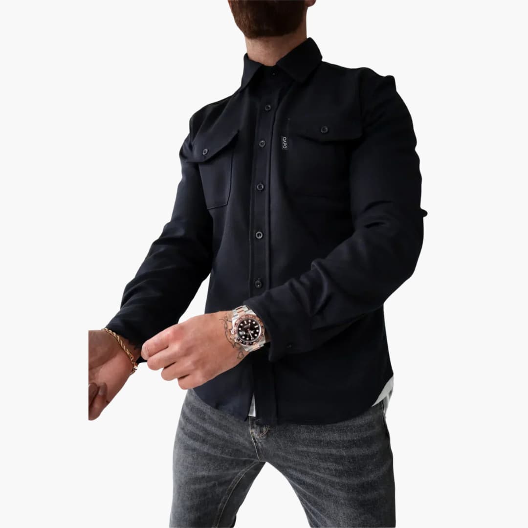 David Button-Front Shirt Jacket