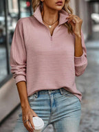 V-Neck Zip Sweater Women, Elegant and Versatile