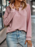 V-Neck Zip Sweater Women, Elegant and Versatile