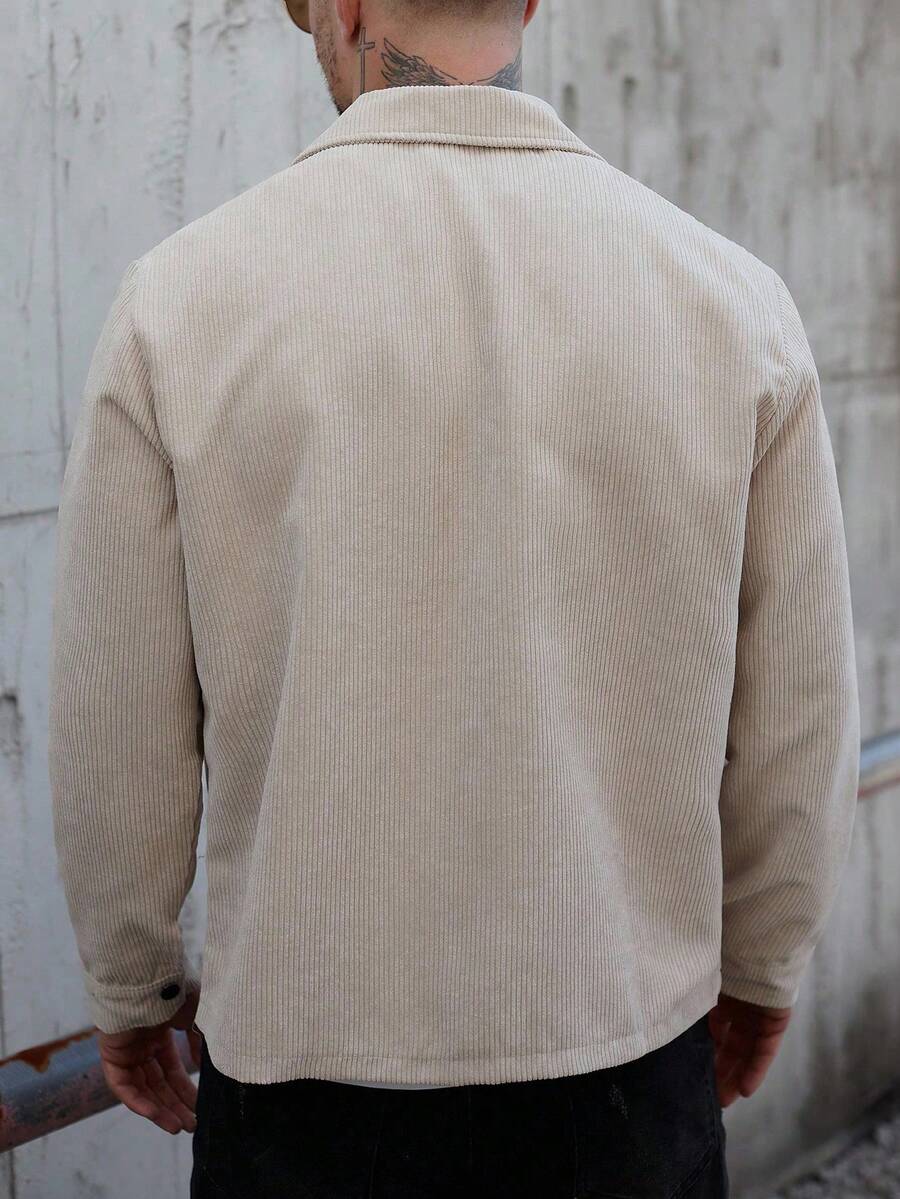 Men's Corduroy Shirt Jacket, Overshirt with Chest Pockets