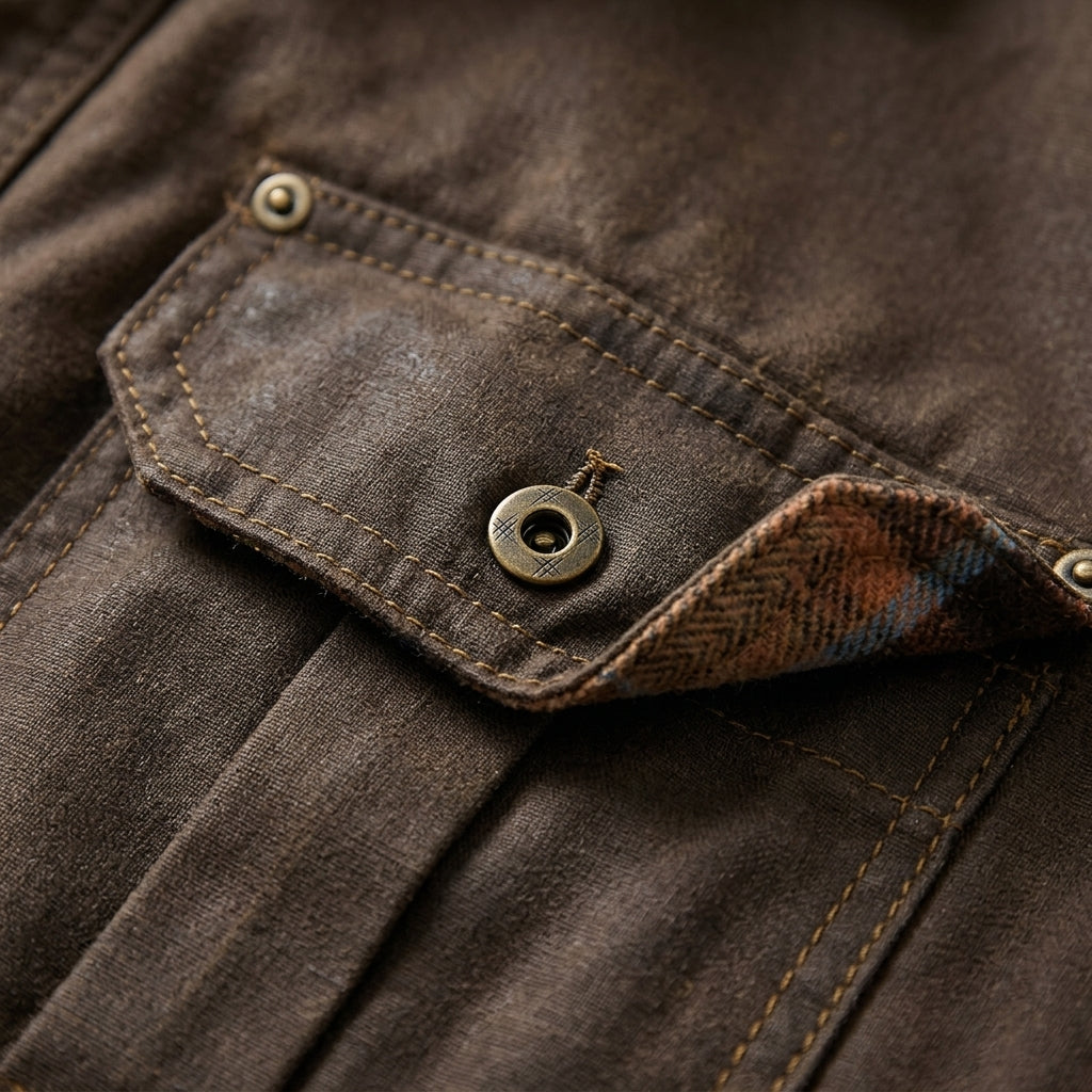 Men's Waxed Cotton Jacket Regular Fit Outdoor