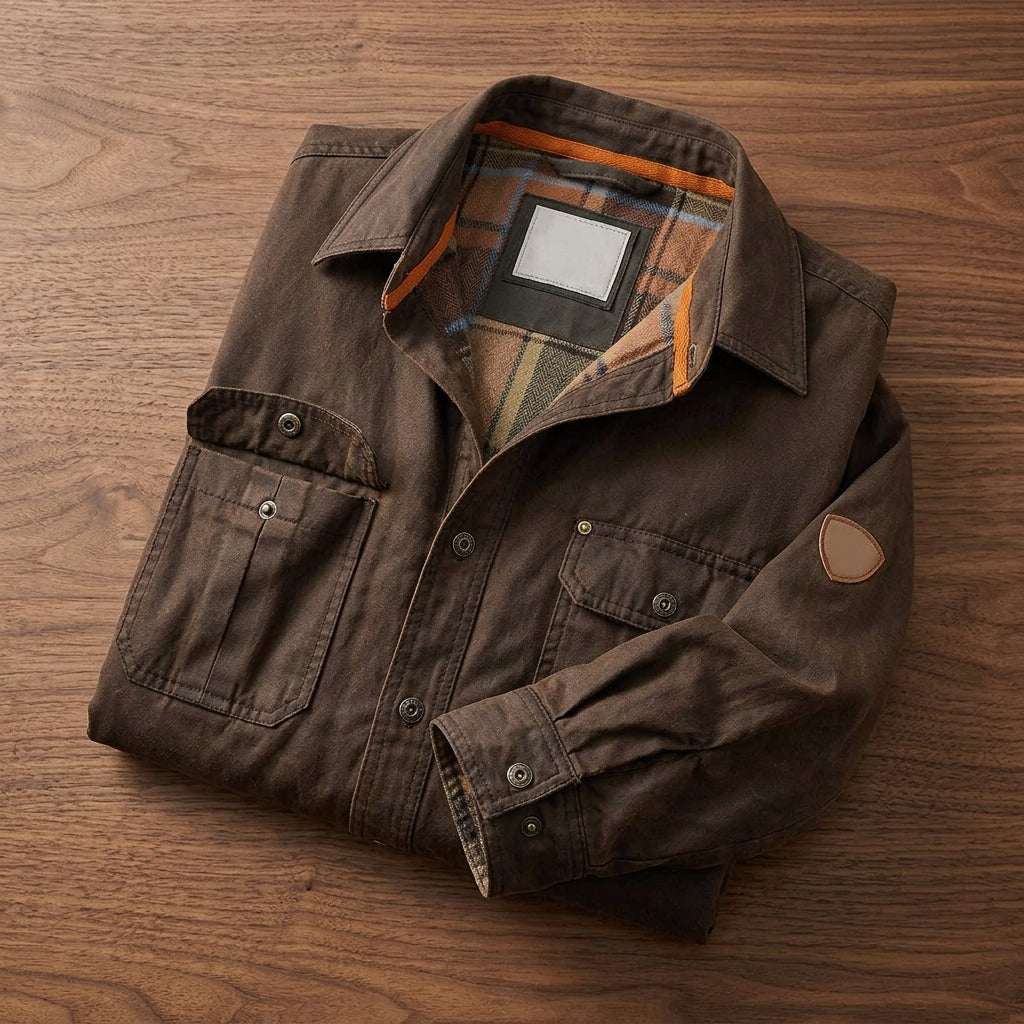 Men's Waxed Cotton Jacket Regular Fit Outdoor