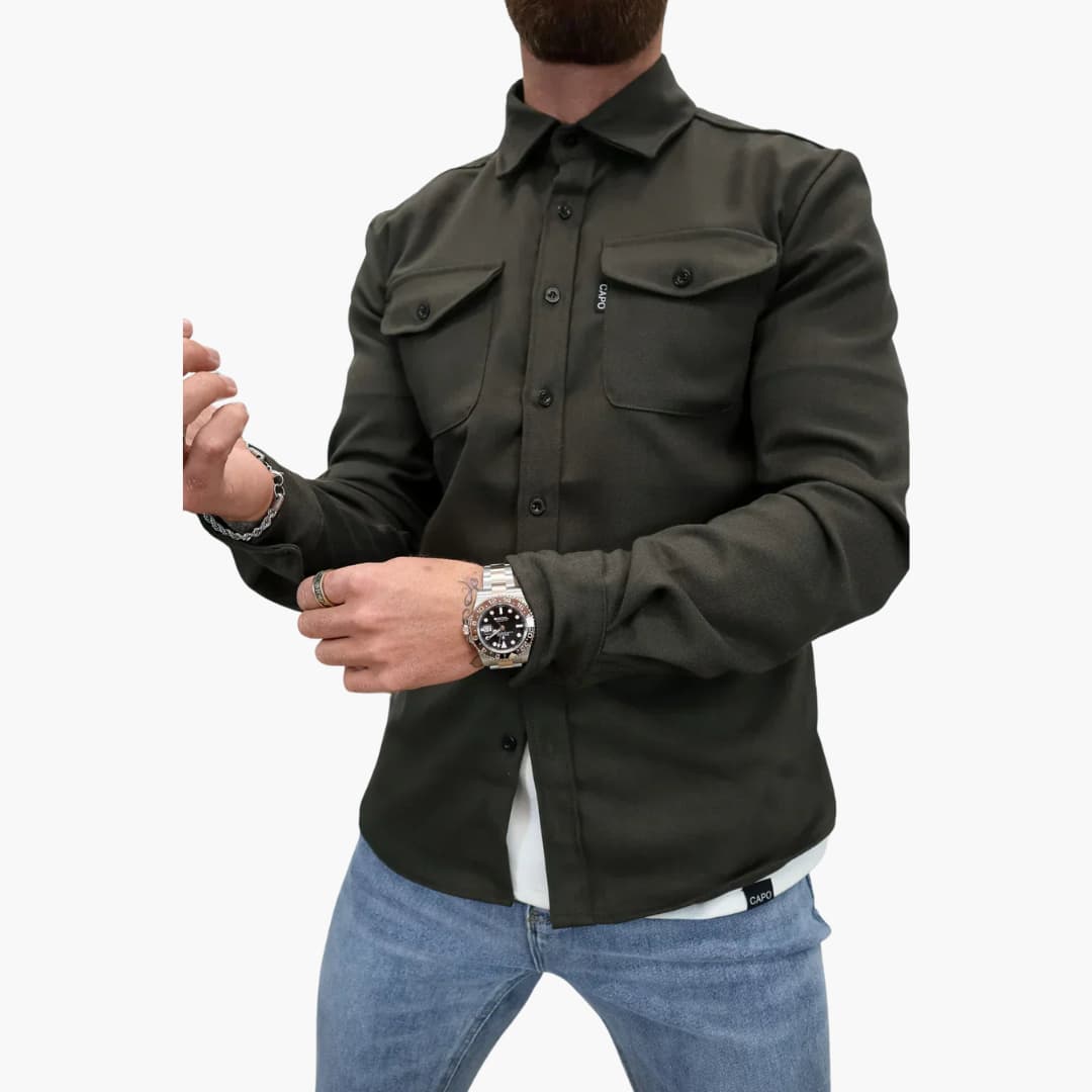 David Button-Front Shirt Jacket