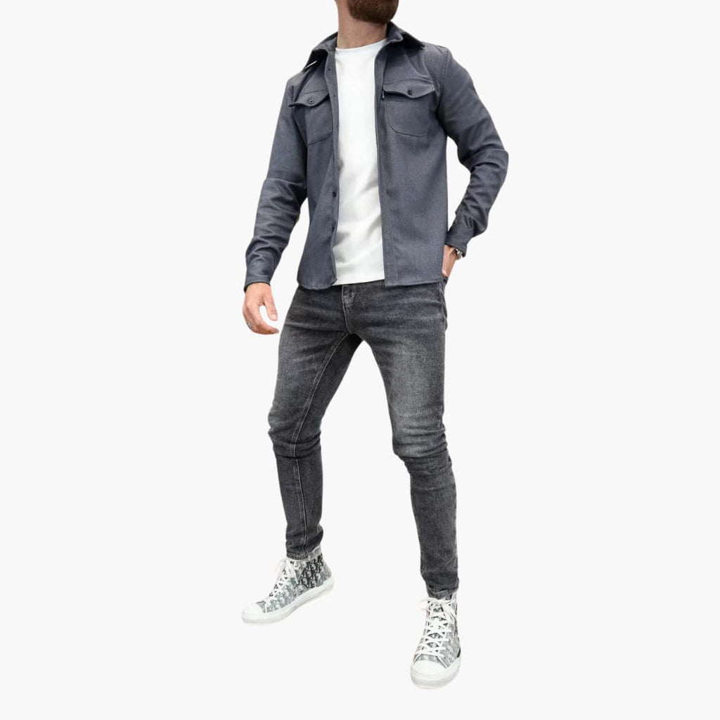 David Button-Front Shirt Jacket