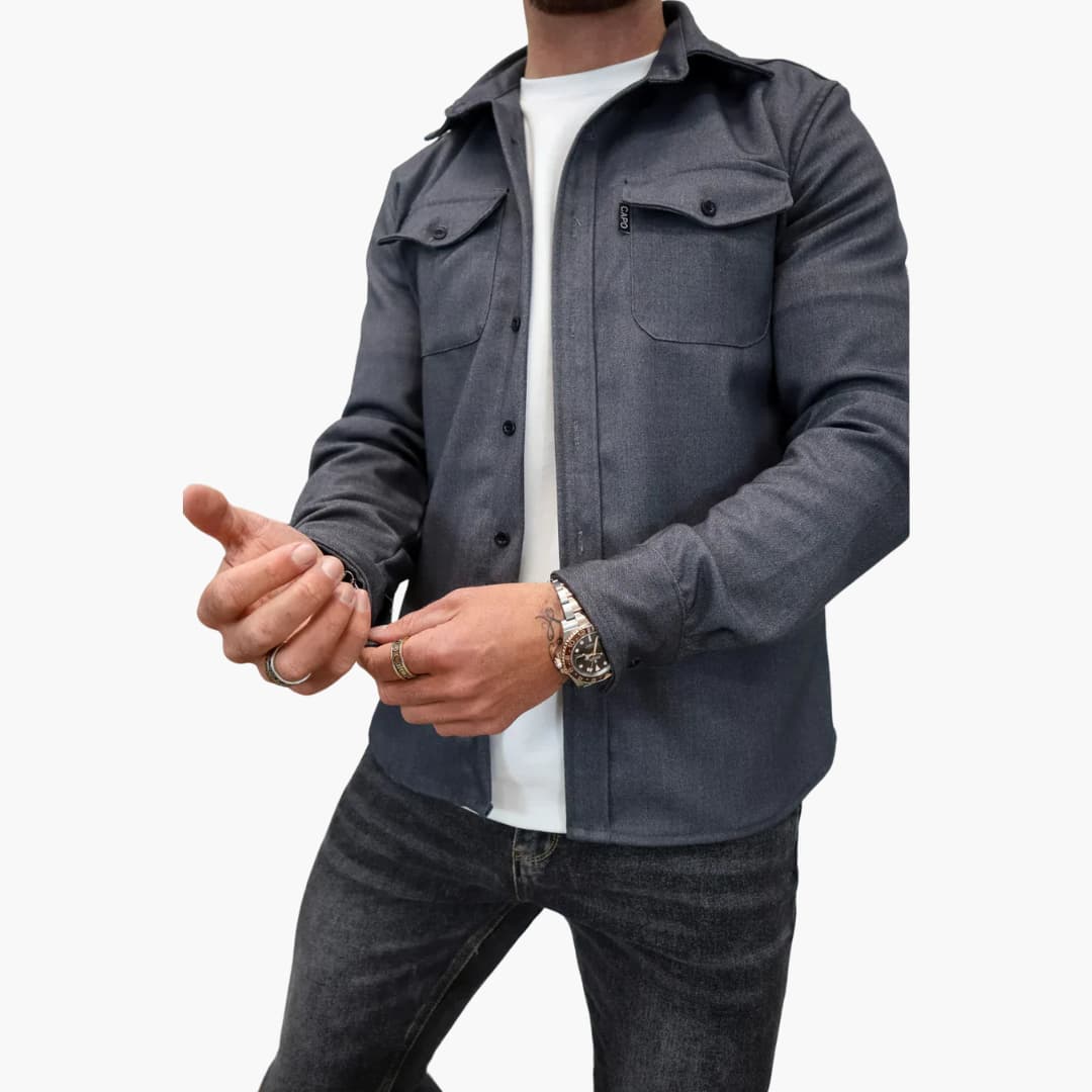 David Button-Front Shirt Jacket