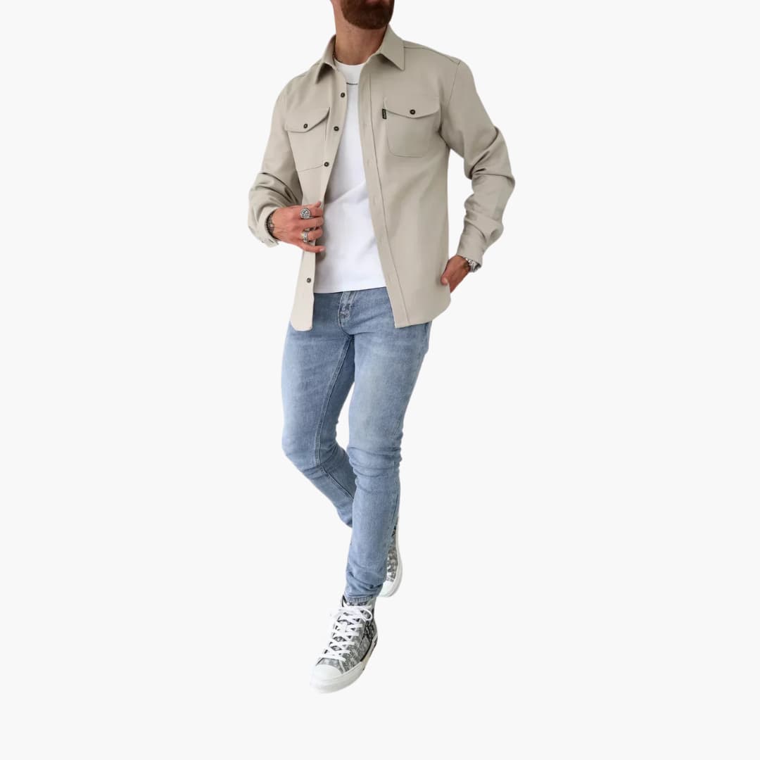 David Button-Front Shirt Jacket