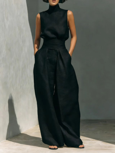 Maria | Minimalist Top & Wide-Leg Pants Set for Women