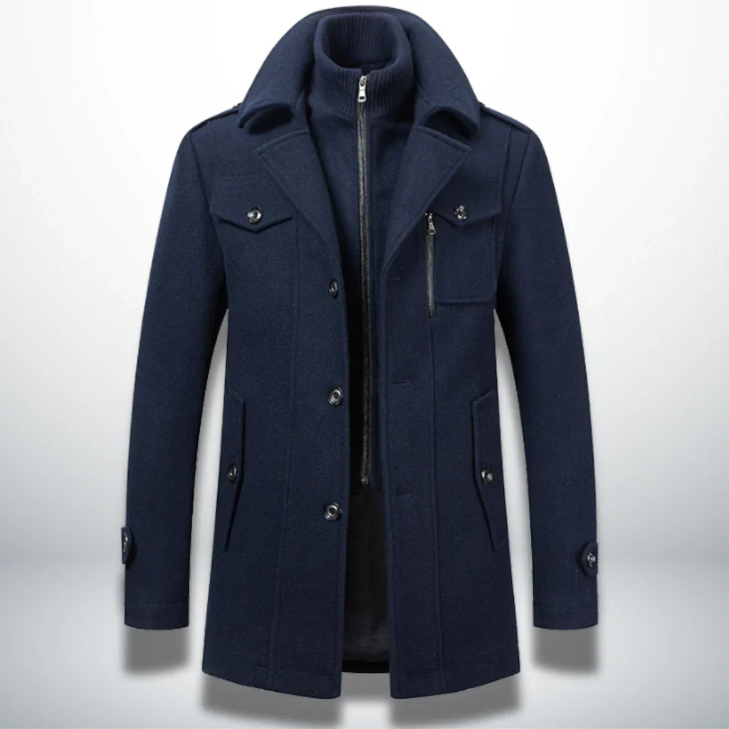 Men's Double-Collar Trench Coat, Long and Elegant