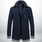 Men's Double-Collar Trench Coat, Long and Elegant