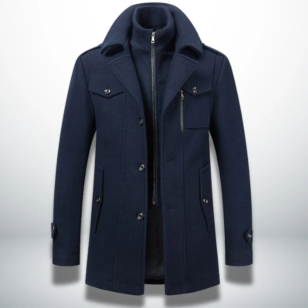 Men's Double-Collar Trench Coat, Long and Elegant