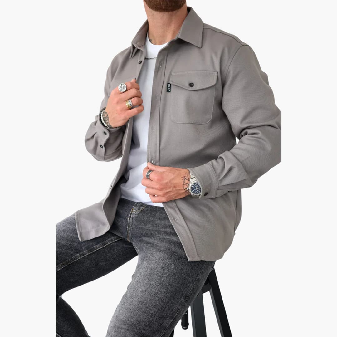 David Button-Front Shirt Jacket