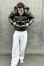 Puffer Jacket Men with Hood, Windproof and Warm Lined