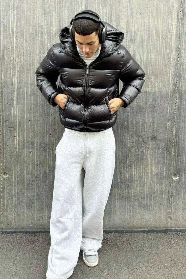 Puffer Jacket Men with Hood, Windproof and Warm Lined