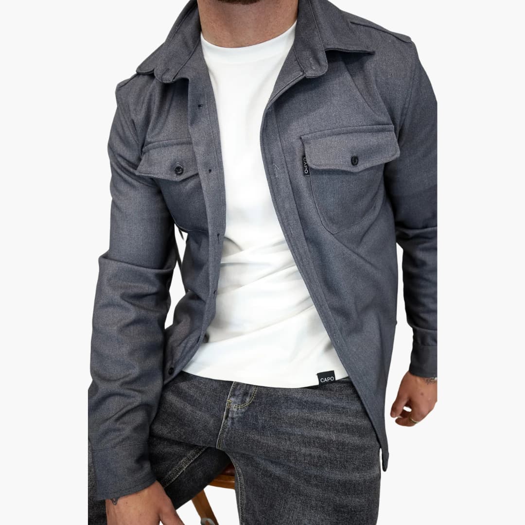 David Button-Front Shirt Jacket