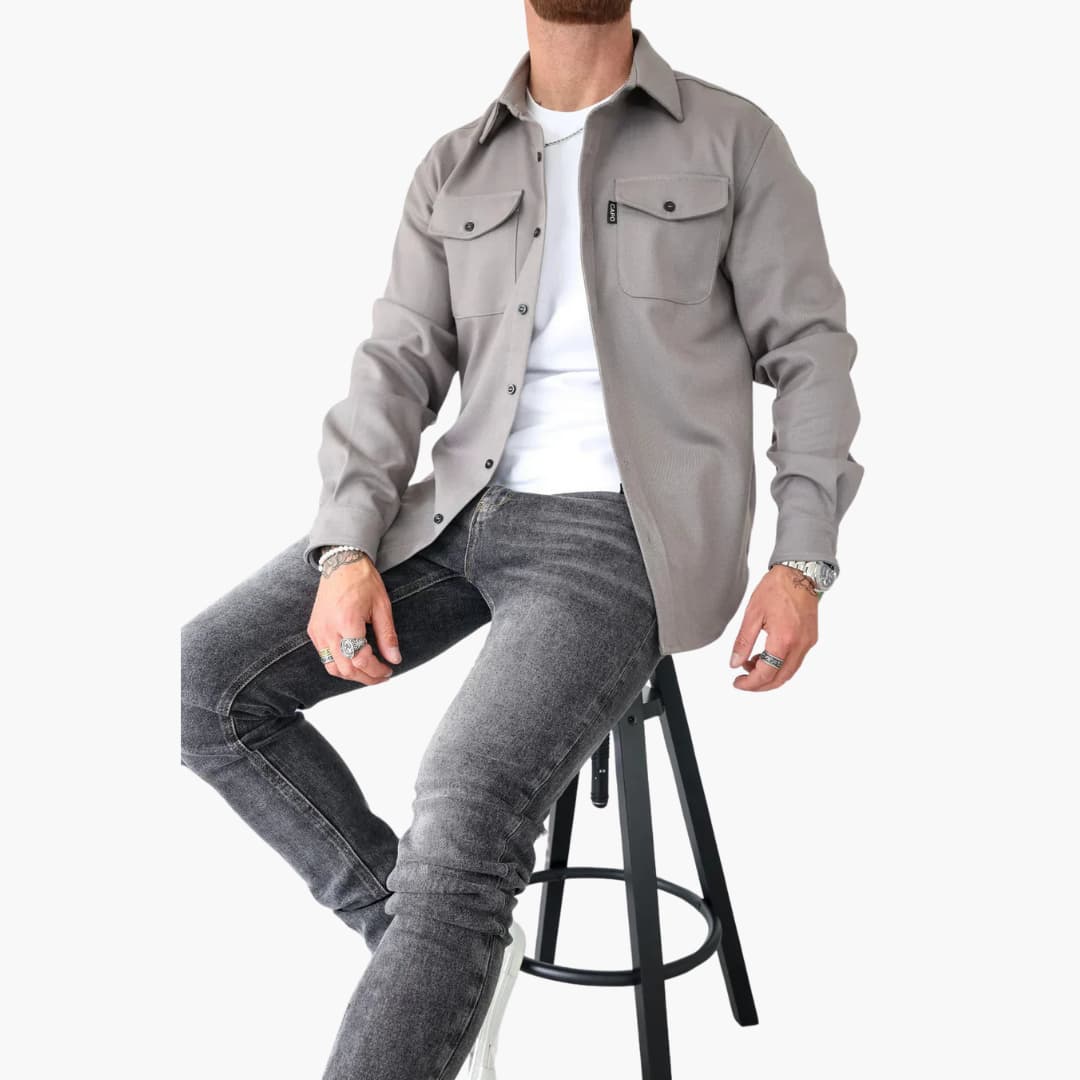 David Button-Front Shirt Jacket