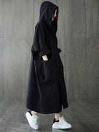 Women's Long Oversized Coat in Beige, Relaxed Fit
