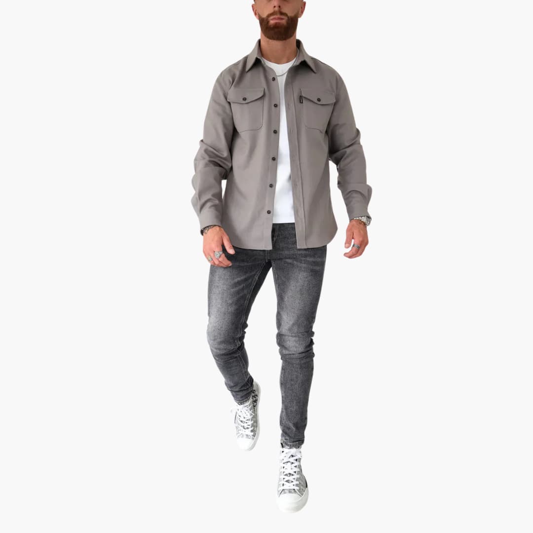 David Button-Front Shirt Jacket