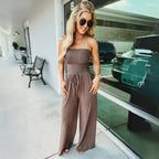 LINA | Off-Shoulder Jumpsuit with Smocked Detail