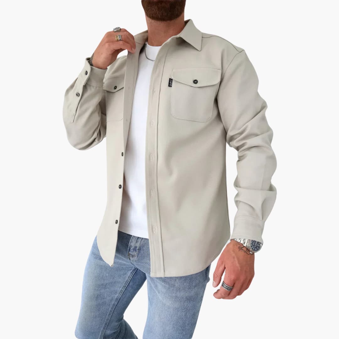 David Button-Front Shirt Jacket
