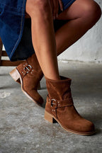 Women's Ankle Boots with Buckles – Vintage Brown