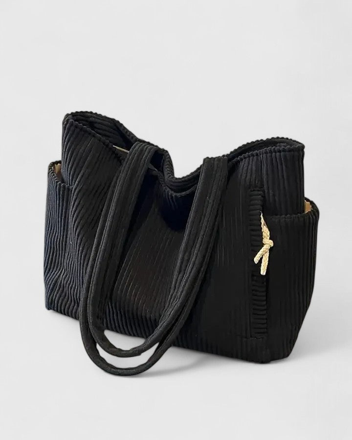Liorane Luxury Ribbed Bag with Drawstring Details