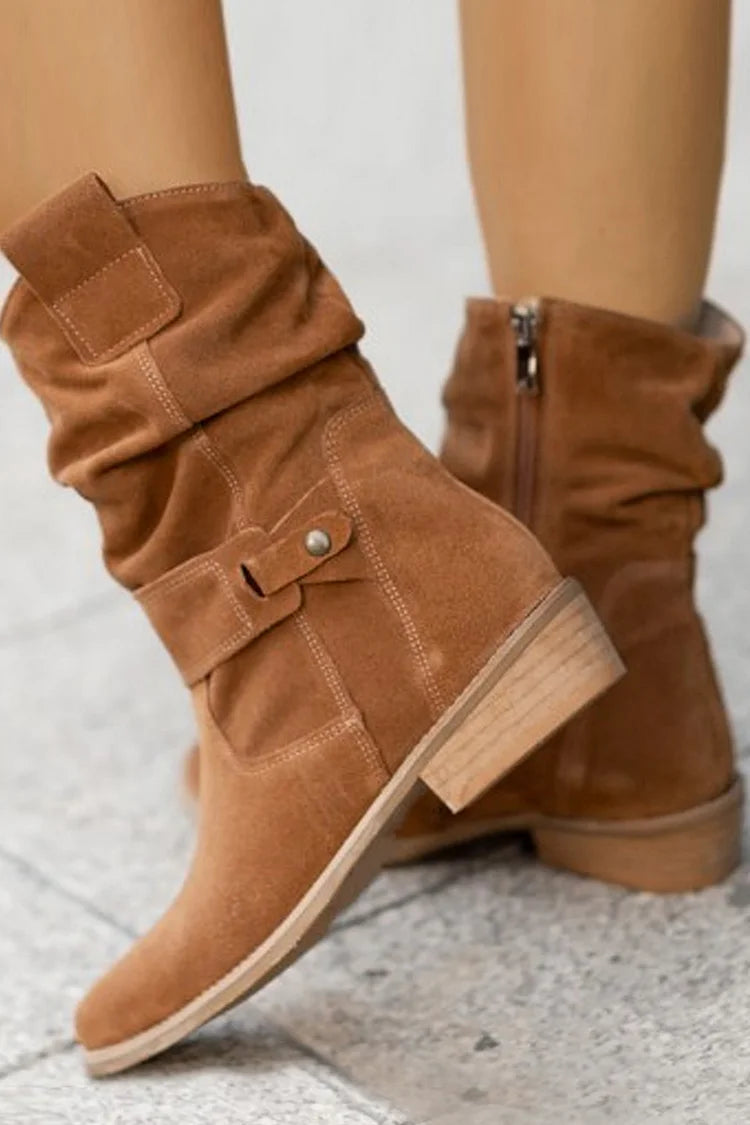 Women's Beige Suede Ankle Boots – Soft & Comfortable
