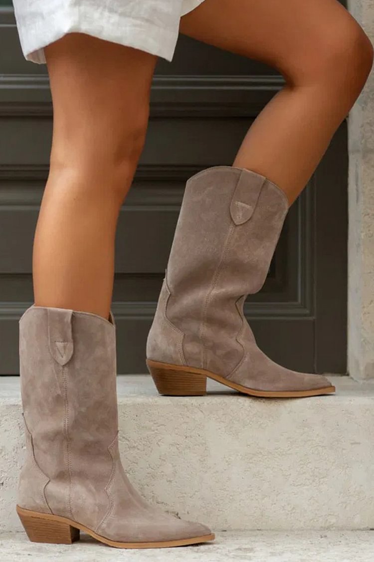 Women's Pointed-Toe Ankle Boots in Apricot – Chic
