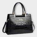 Olivia Glossy Croc-Embossed Handbag